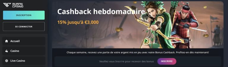 Buran Casino cashback hebdomadaire
