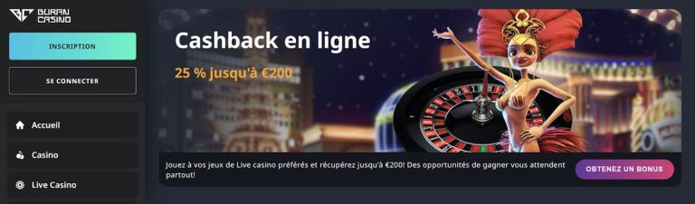 Buran Casino cashback live