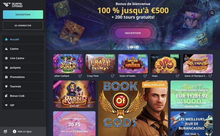 Buran Casino page accueil